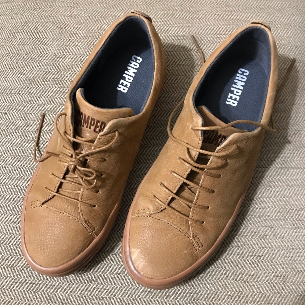 CAMPER Leather Sneakers All Brown Size 37